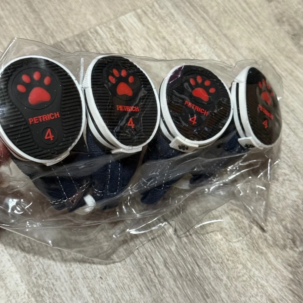 Pet Dog Shoes Sneakers Denim Canvas Paw Protector Boots Size 4‎